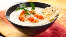 Velouté de céleri-rave aux crevettes