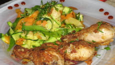 Poulet à la moutarde et tagliatelles de légumes