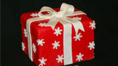 Gâteau 3D en forme de cadeau de Noël