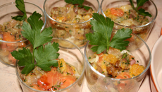 Tartare de saumon, de thon et de coquilles saint-jaques safrané