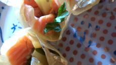 Papillotes de saumon au roquefort et aux poires