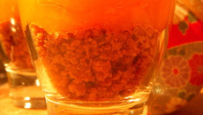 Courge aux abricots sur lit de pain d'épices craquant