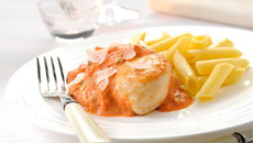 Poulet à l'italienne, sauce tomate au Philadelphia et pennes