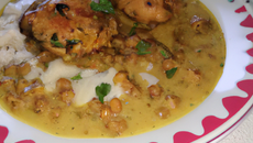 Chapon aux lentilles et lait de coco