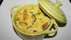 Flan de moules aux courgettes et fromage blanc
