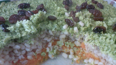 Gâteau d'orge, carottes et brocolis