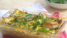 Lasagnes à la courge longue de Nice, roquefort et chèvre