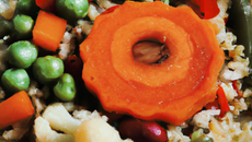 Flétant croustillant au riz et légumes