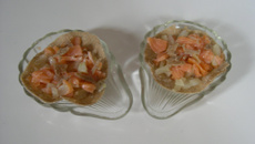 Duo de saumon et fenouil sur sa dentelle