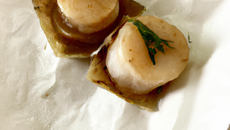 St-Jacques au foie gras en papillote