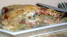 Gratin de truite fumée au céleri-rave