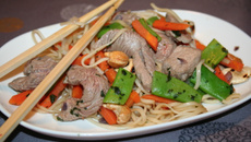 Wok d'Agneau presto à la coriandre et aux cajoux