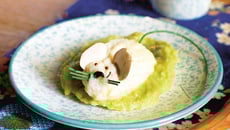 Petites souris blanches et purée de fève