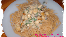 Spaghetti aux Saint Jacques et aux champignons