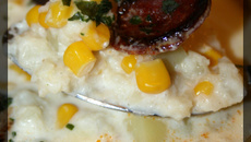 P'tite soupe réconfortante : chou-fleur, pommes de terre, maïs et chorizo
