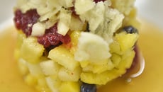 Minestrone de fruits, granité de thé aux fleurs
