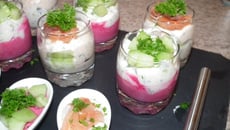 Verrine de betterave et concombre