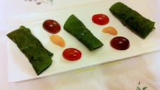 Assiette apéritive : Roulés d'épinards aux abricots secs et au Roquefort