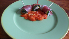 Rouleau de courgette au jambon de parme et tartare