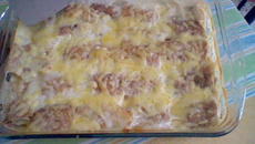 Gratin de crêpes roulées au poulet