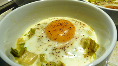 œuf cocotte à la fondue de poireaux