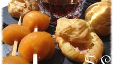 Assiettes apéritives : Gougères à l'ail de Lomagne farcies au foie gras et brochettes de melon mariné au Floc de Gascogne