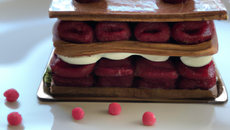 Mon mille feuilles au chocolat et mousse aux framboises
