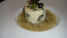 Risotto sucré aux olives confites et compotée de fenouil