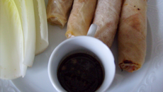 Nems butternut-carotte et leurs petites sauces