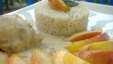 Poulet crème flambé au whisky et pommes poivrées