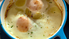 Œuf cocotte roquefort/poire