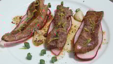 Foie de maigre, macroptère et radis