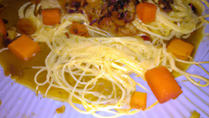 Carrelet au pamplemousse et spaghettis complet