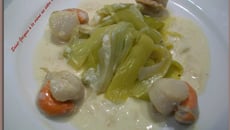 Saint-Jacques à la crème au cidre et poireaux