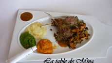 Carré d'agneau en croûte d'herbes fraîches, comme une palette de peinture