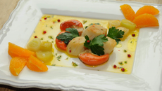 Saint-Jacques aux Agrumes et à la Compotée de Poireaux