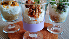 Verrines gourmandes au boursin et noix