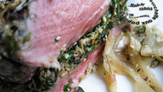 Gigot d'agneau... farce asiatique et fenouil
