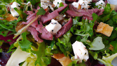 Salade : mesclun, chèvre chaud, viande des grisons