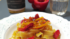 Tagliatelle au cidre et au poivron rouge