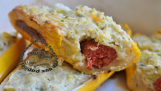 Courgettes gratinées farcies aux merguez