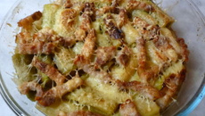 Poireaux et lard gratinés
