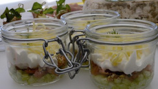 Verrine fraîche et ses spaghettis de Tomme de Savoie
