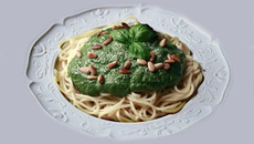 Spaghetti à la créme épinard-basilic façon pesto