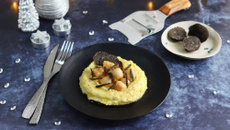 Noix de Saint-Jacques à la truffe noire Henras et sa polenta crémeuse