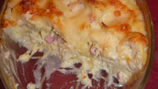 Gratin de chou-fleur au jambon et gouda