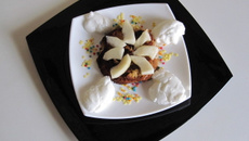 Flan pain d'épice - poires au lait de coco