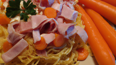Spaghettis aux carottes & jambon