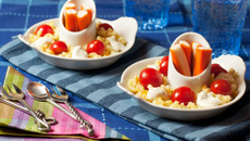 Salade de coquillettes en risotto aux mini bâtonnets Petits Coraya