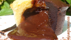 Moelleux choco-vanille, cœur coulant chocolat au lait